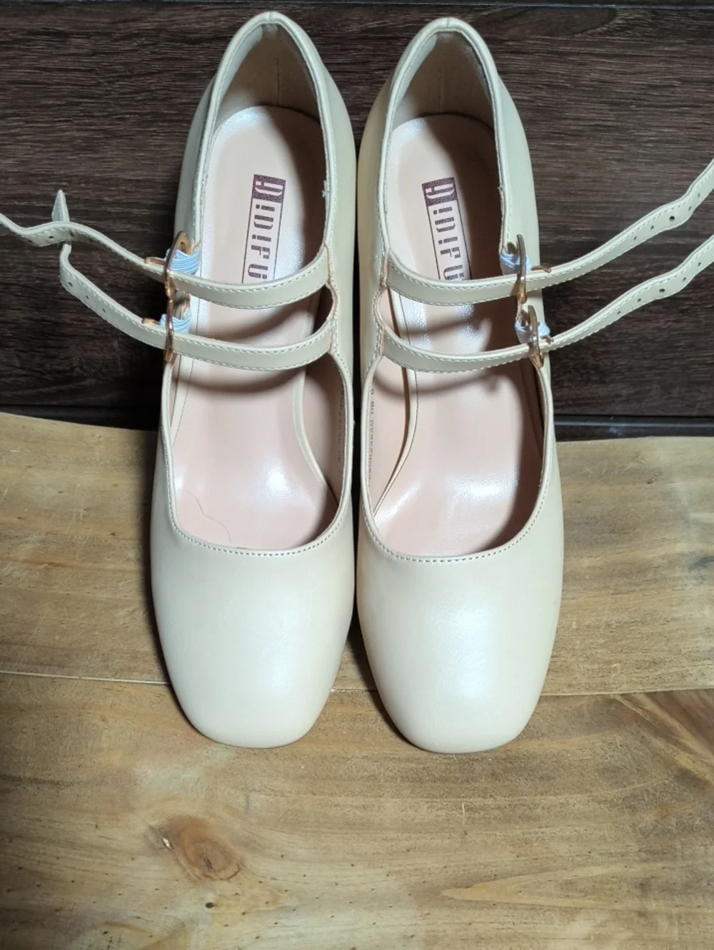 Cream Double-Strap Mary Jane Pumps - Women's